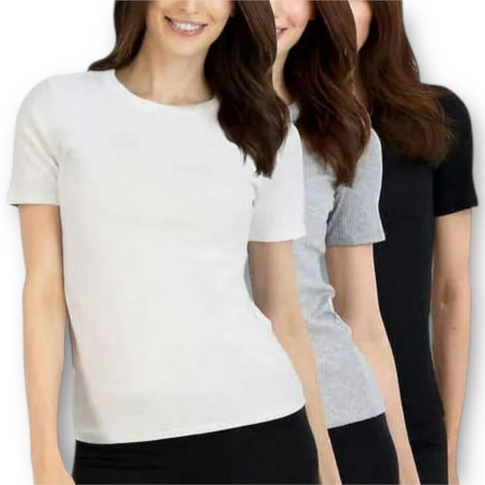 Lucky Brand Ribbed Crew Tee 3 Pack Women XL NWT